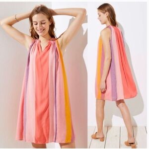 Loft Rainbow Striped Swing Dress